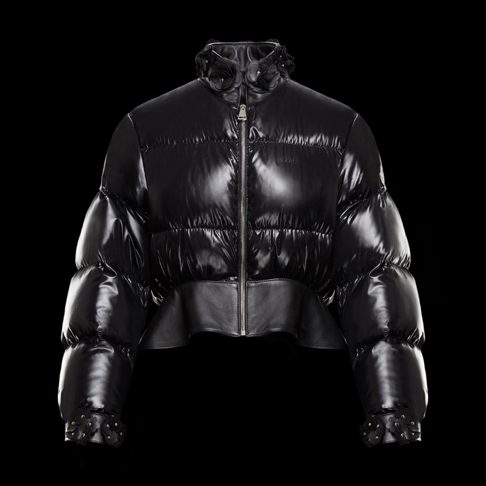 Moncler Noir Kei Ninomiya Olivina Puffer Down Jacket with Leather Accents
